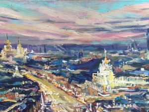 Догорает летний день. Москва вечерняя, 2019 г., х.м., 60х125