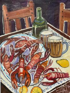 Симонова Ольга, Натюрморт с раками, 80х60, холтс, масло, 2025 г.,