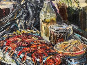 Симонова Ольга, Натюрморт с раками, 65х65, холст, масло, 2022 г. 45 т