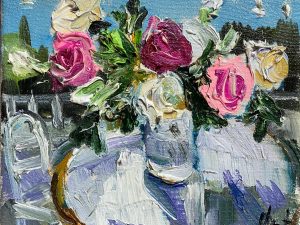 Ольга Симонова, Розы и море, 19х20, холст, масло, 2025 г.