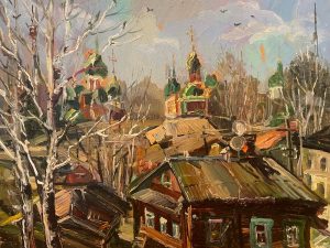 Ольга Симонова, Весенние переливы. Переславль, 2018 г., 80х90, холст, масло