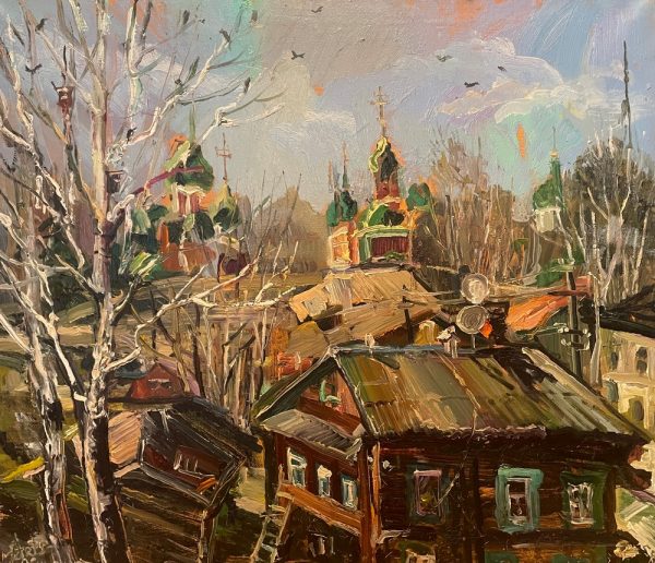 Ольга Симонова, Весенние переливы. Переславль, 2018 г., 80х90, холст, масло
