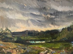 Ольга Симонова, Дождливый день на р. Протве, 2018 г., 35х50, холст, масло