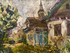 Ольга Симонова, Поречье-Рыбное, апрельский день, 2021 г., 60х80,холст, масло