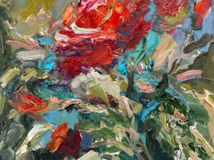 Симонова Ольга, Алая роза, холст, масло, 20х20