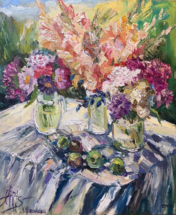 Симонова Ольга, Букеты августа, 110х90, холст, масло, 2025 г.,