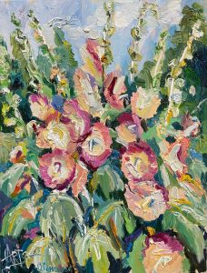 Ольга Симонова, Розовые мальвы, 85х65, холст, масло, 2025 г.,