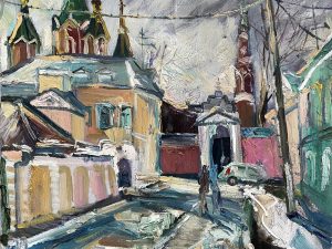 Симонова Ольга, Вечерний свет ранней весны. Коломна, 75х80, холст, масло, 2026 г.