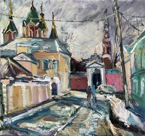 Симонова Ольга,  Вечерний свет ранней весны. Коломна, 75х80, холст, масло, 2026 г.