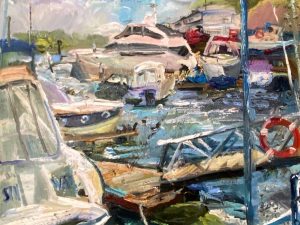 Ольга Симонова, Июльский день в бухте Московского речного порта, 90х70, холст, масло, 2026 г.