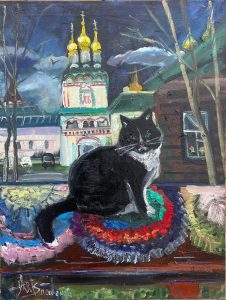 Ольга Симонова, Кот волоколамский черно-белый, 85х65, холст, масло, 2026 г. 
