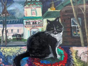 Ольга Симонова, Кот волоколамский черно-белый, 85х65, холст, масло, 2026 г.