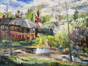 Ольга Симонова, После майского дождя. Переславль-Залесский, 80х100, холст, масло, 2026 г.