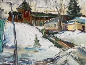 Ольга Симонова, Ранняя весна в Коломне. Последние дни снежного покрывала, 75х85, холст, масло, 2026 г.