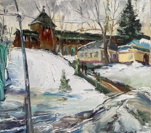 Ольга Симонова, Ранняя весна в Коломне. Последние дни снежного покрывала, 75х85, холст, масло, 2026 г.