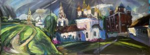 Ольга Симонова, Рязанские ритмы весны, 75х195, холст, масло, 2026 г.